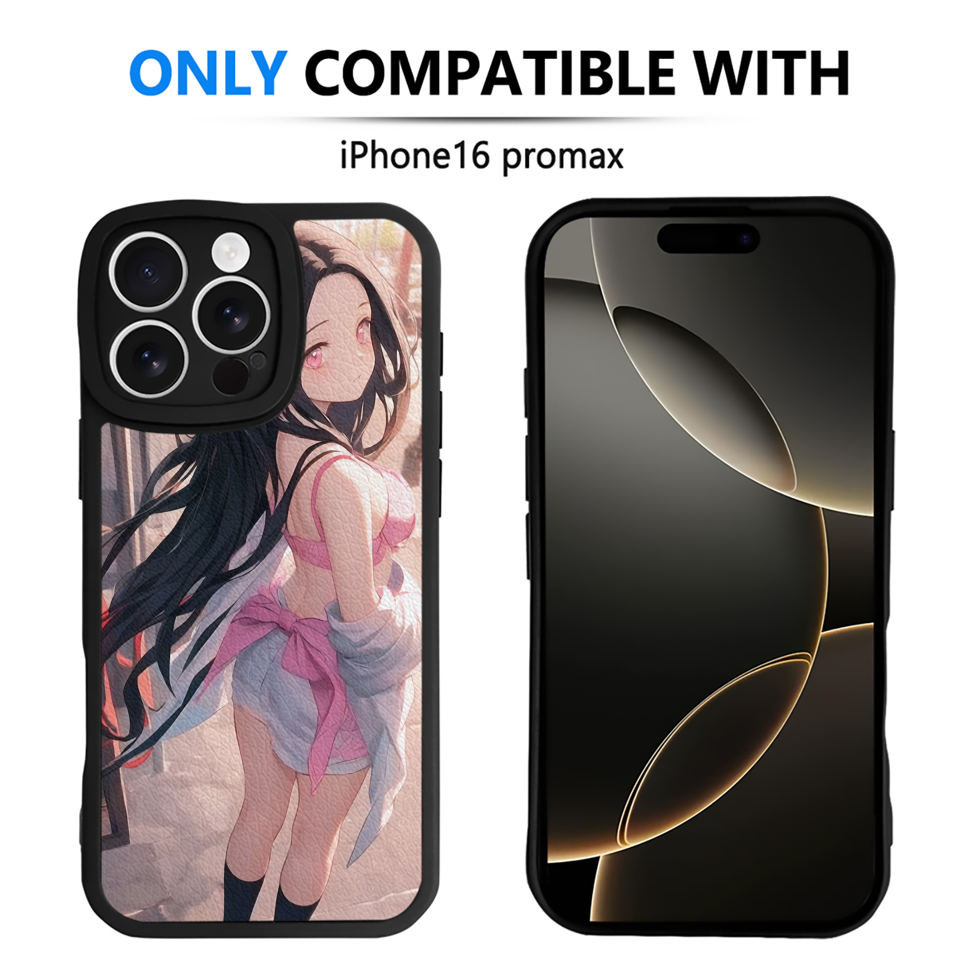 （画像用） 鬼滅の刃（きめつのやいば）竈門 禰󠄀豆子／かまど ねずこ Kamado Nezuko 【iPhone 16シリーズ対応】シリコンスマホケース（レザー調） 材質：シリコン